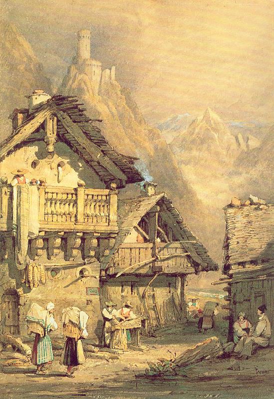 Prout, Samuel Alpine Village Germany oil painting art